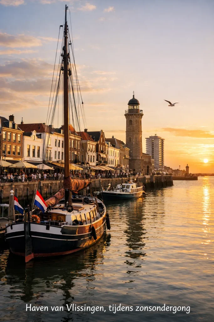 Realistische straatfoto in Vlissingen, zonder tekst, met een rustige en natuurlijke sfeer.