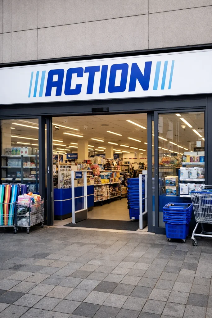 Realistische winkelafbeelding van Action in Vlissingen, zonder tekst.