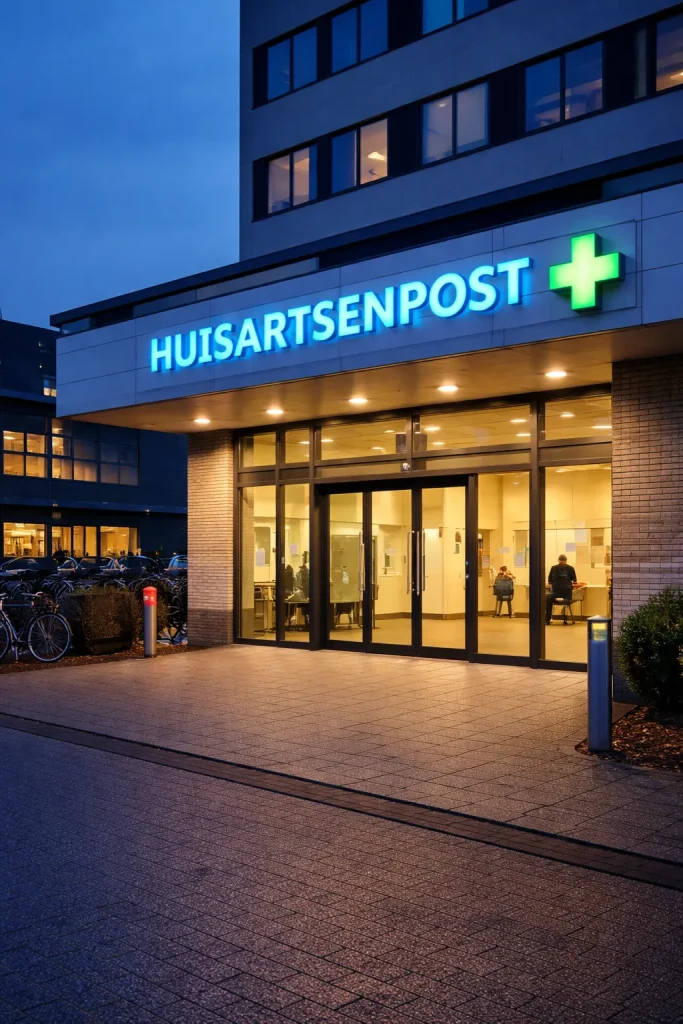 Moderne huisartsenpost in Vlissingen, realistische foto zonder tekst.
